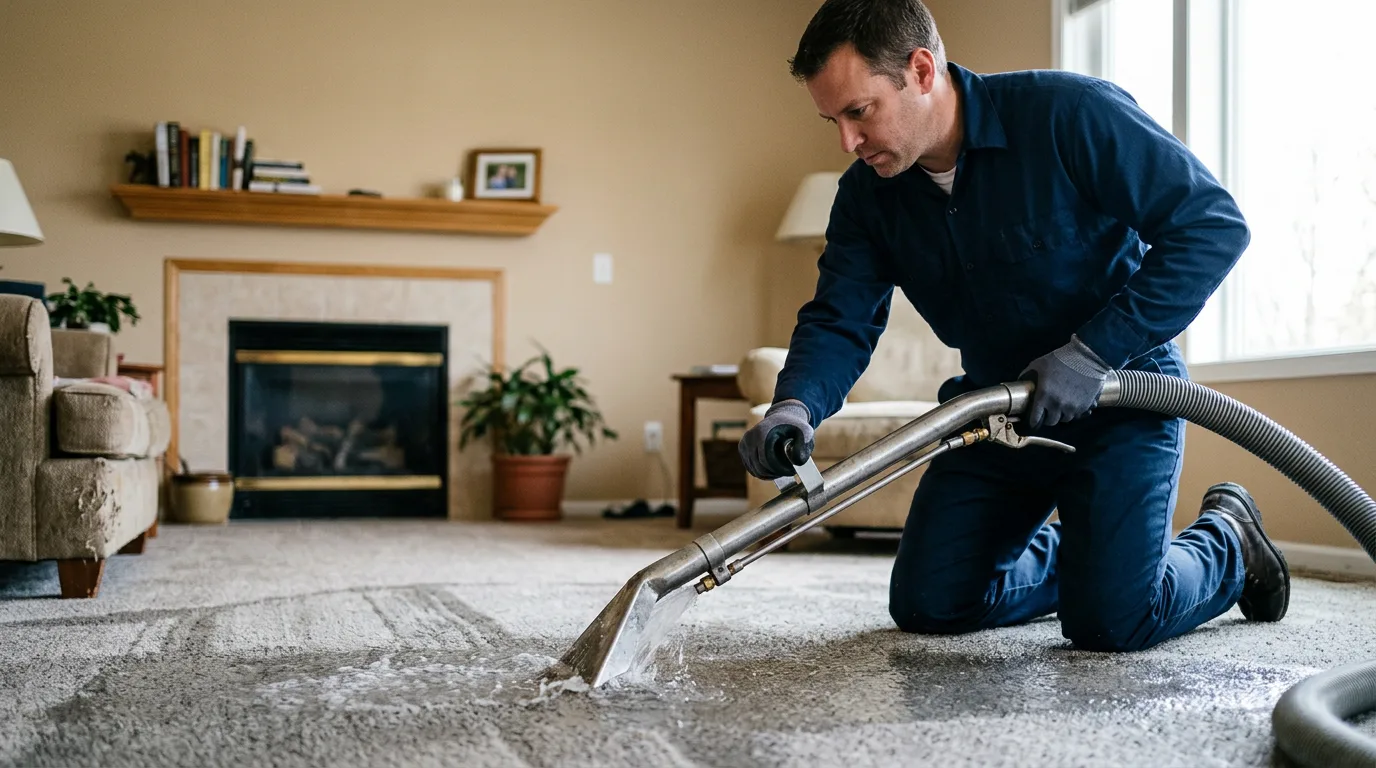 Water damage restoration technician working near Lock Springs, MO